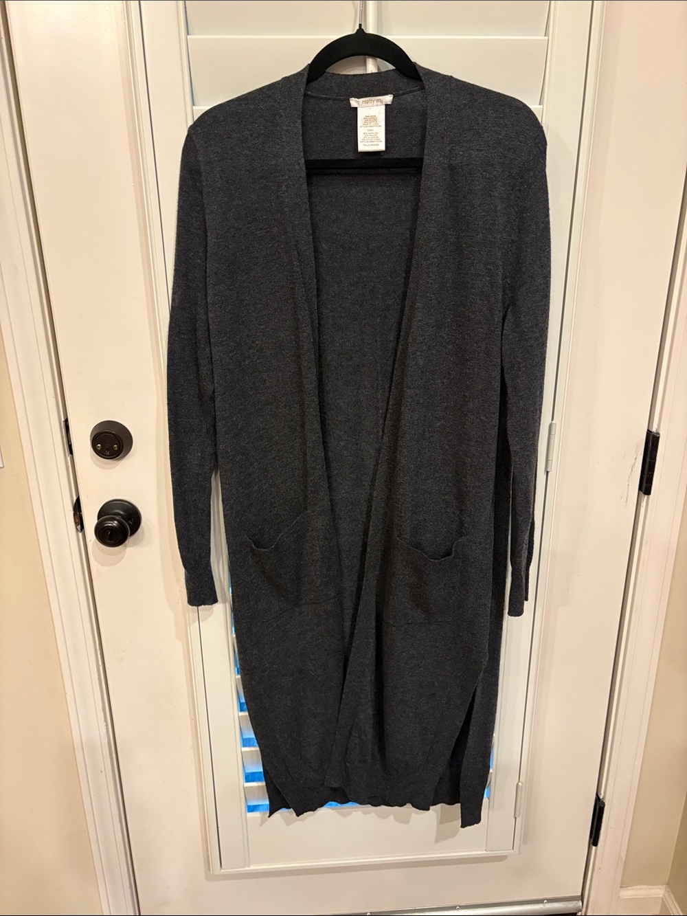 Matty M Long Open-Front Long Lightweight Cardigan Sweater - Charcoal